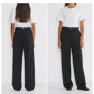 Aritzia Babaton Black Wool Agency R Straight Dress Pant High Rise Size 6